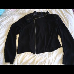 1X EUC Sheer Assymetrical Black Moto Jacket